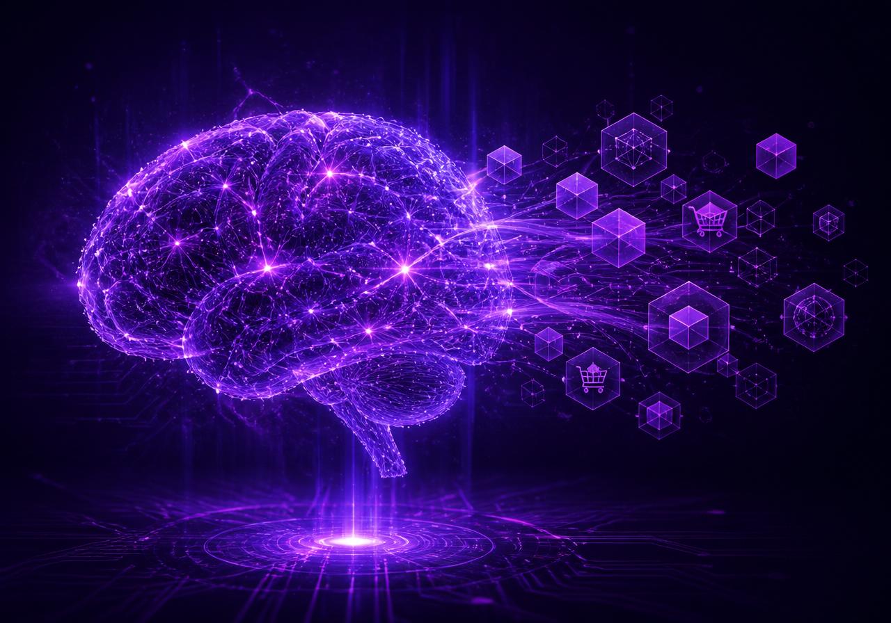 Visualização abstrata de inteligência artificial e tecnologia